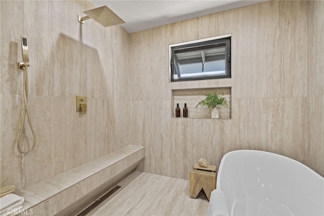 721 Wilson Ct, Burbank, CA 91501 - full bathroom featuring a freestanding tub and a tile shower