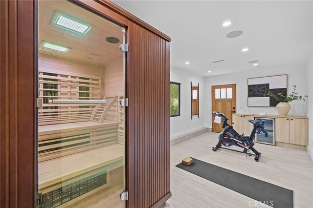 721 Wilson Ct, Burbank, CA 91501 - workout room with a sauna, baseboards, and recessed lighting