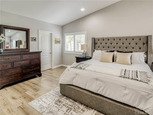 2223 Grant Ave Unit C, Redondo Beach, CA 90278 - bedroom with vaulted ceiling, light wood finished floors, baseboards, and recessed lighting