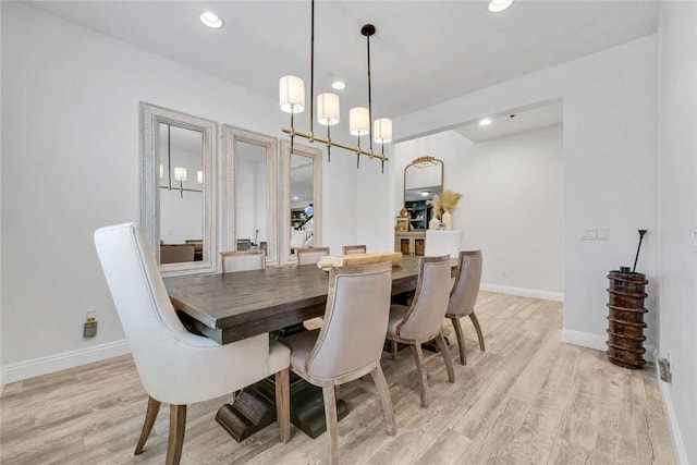34253 Mazarine Dr, Temecula, CA 92592 - dining space with light wood-style flooring, baseboards, and recessed lighting