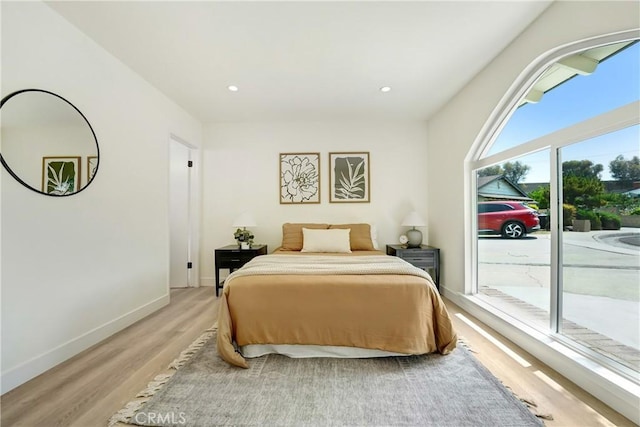 2380 Westcott Ave, Monterey Park, CA 91754 - bedroom with access to exterior, light wood finished floors, baseboards, and recessed lighting