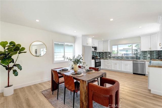 2380 Westcott Ave, Monterey Park, CA 91754 - dining area featuring light wood-style floors, recessed lighting, and baseboards