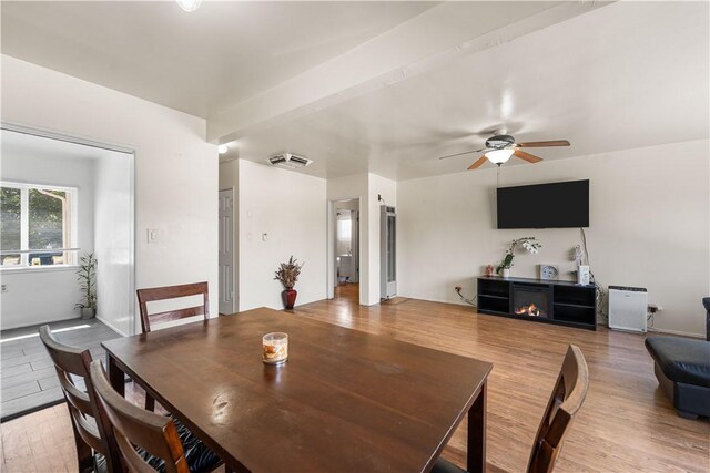 44246 Foxton Ave, Lancaster, CA 93535 - dining area featuring wood finished floors and a ceiling fan
