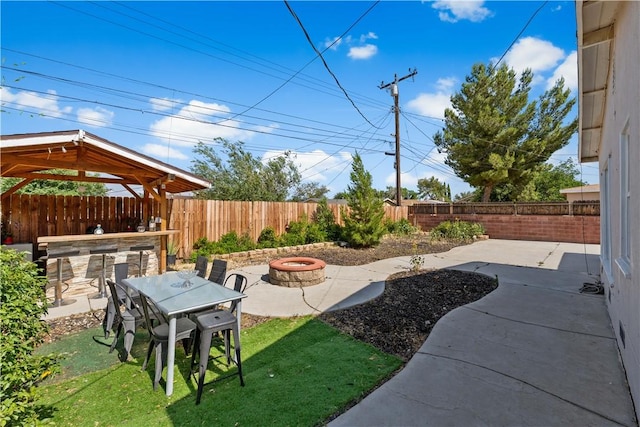 44246 Foxton Ave, Lancaster, CA 93535 - view of yard with a fire pit, a patio area, and a gazebo