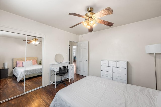 44246 Foxton Ave, Lancaster, CA 93535 - bedroom featuring wood finished floors, ceiling fan, and a closet