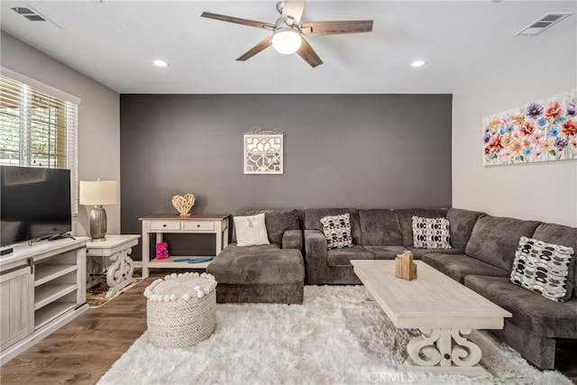 37436 Umbrella, Palmdale, CA 93551 - living area with wood finished floors, ceiling fan, and recessed lighting