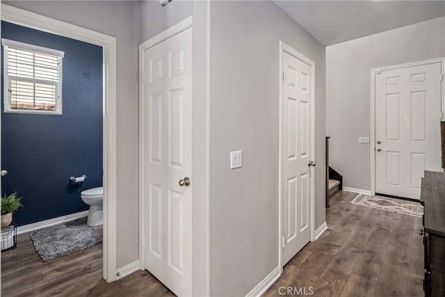37436 Umbrella, Palmdale, CA 93551 - hallway featuring baseboards and dark wood finished floors
