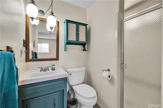 7608 Shawnee Trl, Yucca Valley, CA 92284 - full bath with toilet, vanity, and a shower stall
