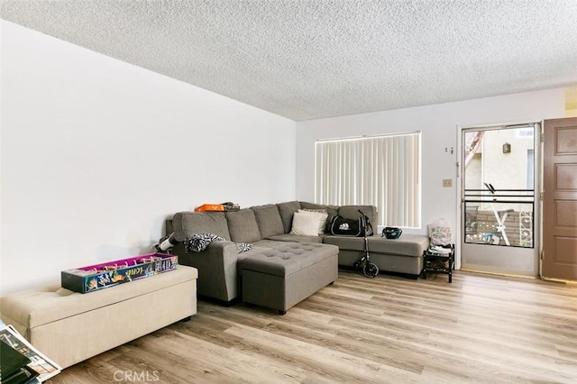 121 E Live Oak St, San Gabriel, CA 91776 - living area featuring a textured ceiling and light wood-style floors