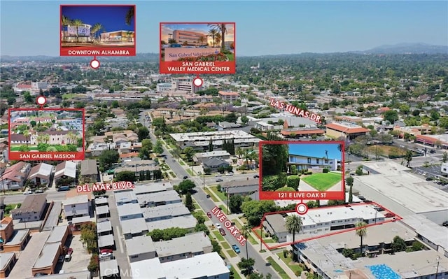 121 E Live Oak St, San Gabriel, CA 91776 - aerial view of property and surrounding area featuring property parcel outlined
