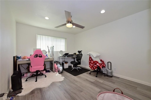 121 E Live Oak St, San Gabriel, CA 91776 - office space with wood finished floors, ceiling fan, baseboards, and recessed lighting