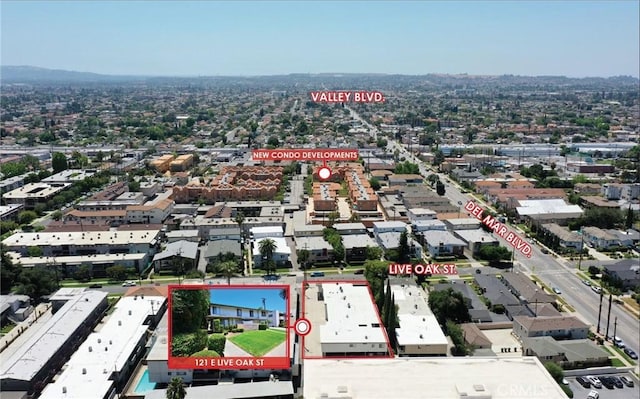 121 E Live Oak St, San Gabriel, CA 91776 - aerial view of property and surrounding area featuring property parcel outlined