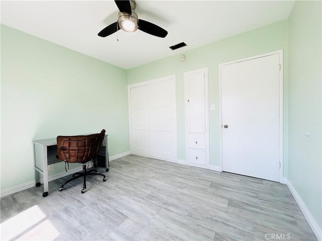 6008 Amos Ave, Lakewood, CA 90712 - office space featuring a ceiling fan and light wood finished floors