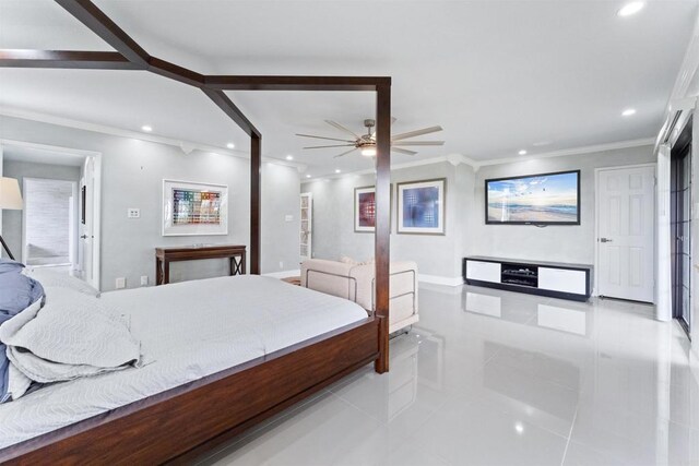 19 Gateview Dr, Fallbrook, CA 92028 - tiled bedroom featuring recessed lighting and crown molding