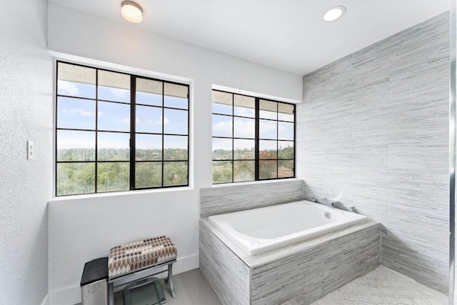 19 Gateview Dr, Fallbrook, CA 92028 - full bathroom featuring a bath, tile patterned flooring, and tile walls