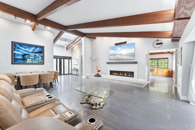 19 Gateview Dr, Fallbrook, CA 92028 - living room with baseboards, a glass covered fireplace, and tile patterned floors