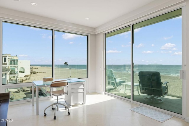 1135 Capri Way, Oxnard, CA 93035 - office featuring view of water and beach and recessed lighting