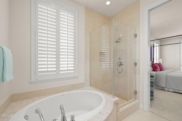1135 Capri Way, Oxnard, CA 93035 - ensuite bathroom featuring a bath, a stall shower, and recessed lighting