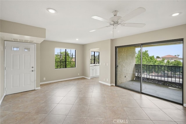 2554 Olive Dr Unit 38, Palmdale, CA 93550 - foyer entrance with baseboards, a ceiling fan, light tile patterned floors, and recessed lighting