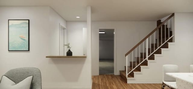900 W Sierra Madre Ave Unit 184, Azusa, CA 91702 - stairway with wood finished floors, recessed lighting, and baseboards