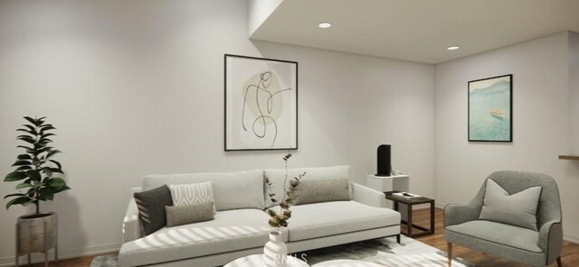 900 W Sierra Madre Ave Unit 184, Azusa, CA 91702 - living area with wood finished floors, baseboards, and recessed lighting
