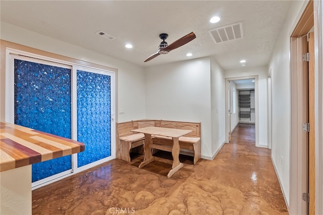 528 W Culver Ave, Orange, CA 92868 - dining space with concrete floors, a ceiling fan, recessed lighting, and baseboards