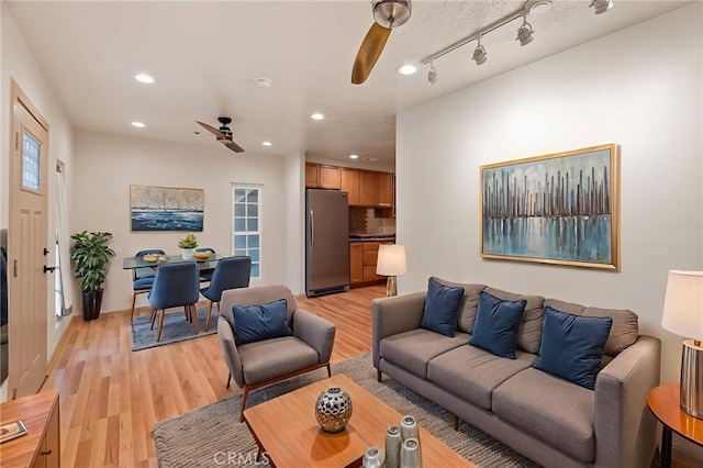 528 W Culver Ave, Orange, CA 92868 - living room with a ceiling fan, light wood-style flooring, and recessed lighting