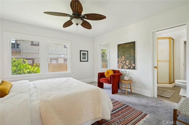 1241 Bresee Ave, Pasadena, CA 91104 - carpeted bedroom featuring ensuite bath and a ceiling fan