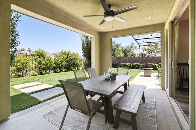 24 Granja Ct, Rancho Mission Viejo, CA 92694 - view of patio with outdoor dining area and a ceiling fan