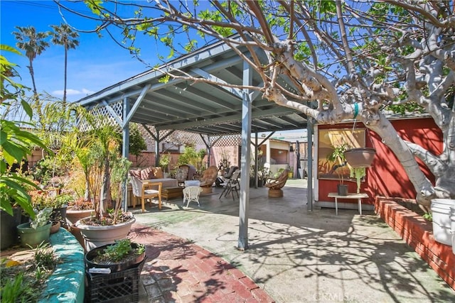 1419 S Redondo Blvd, Los Angeles, CA 90019 - view of patio / terrace featuring an outdoor hangout area and a gazebo