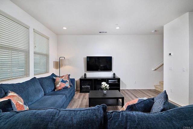 1923 Corte Zafiro Unit 170, Chula Vista, CA 91913 - living area with stairs, light wood-style floors, baseboards, and recessed lighting