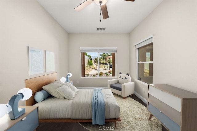 1243 Ansley Ln, Mentone, CA 92359 - bedroom featuring wood finished floors and ceiling fan