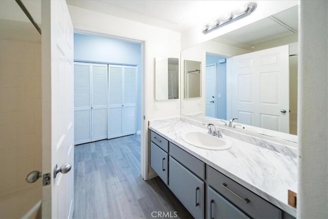 31241 Taylor Ln, Temecula, CA 92592 - bathroom featuring vanity and wood finished floors