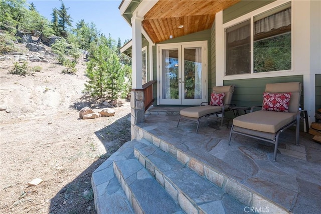 32557 Pine Cone Ct Unit A & B, Running Springs, CA 92382 - view of patio / terrace with french doors