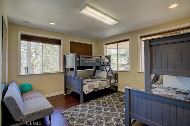 32557 Pine Cone Ct Unit A & B, Running Springs, CA 92382 - bedroom featuring baseboards, dark wood-style floors, and recessed lighting