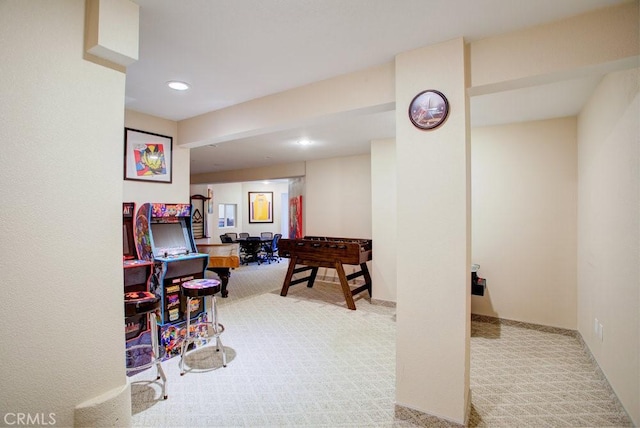 32557 Pine Cone Ct Unit A & B, Running Springs, CA 92382 - game room featuring carpet flooring and recessed lighting