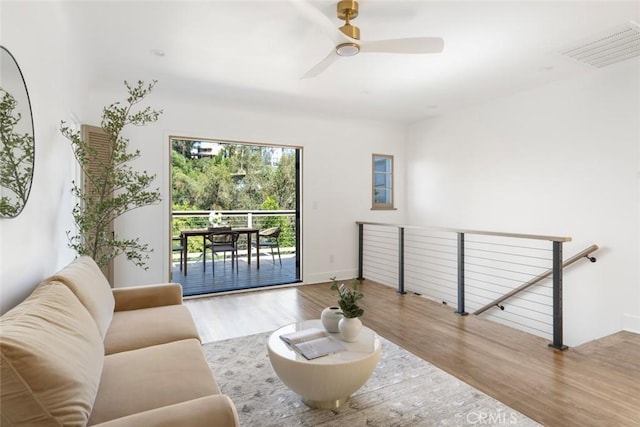 2376 Lake View Ave, Los Angeles, CA 90039 - living room featuring wood finished floors and ceiling fan