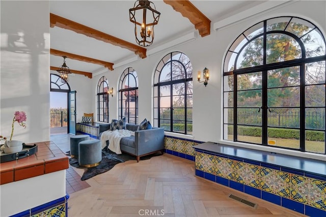 1812 Linda Vista Ave, Pasadena, CA 91103 - community lobby with beamed ceiling