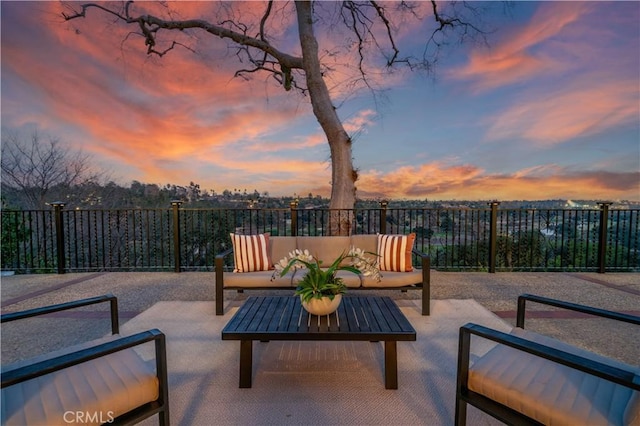 1812 Linda Vista Ave, Pasadena, CA 91103 - patio terrace at dusk with an outdoor living space and a patio