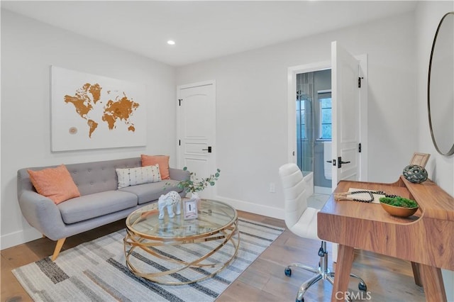 1812 Linda Vista Ave, Pasadena, CA 91103 - living area with recessed lighting, wood finished floors, baseboards, and a desk