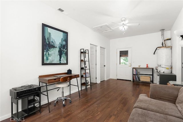 4930 Contentment Ln, Forest Ranch, CA 95942 - home office featuring wood finished floors, ceiling fan, and baseboards