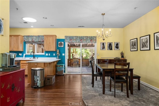 4930 Contentment Ln, Forest Ranch, CA 95942 - dining area featuring dark wood-style flooring and a chandelier