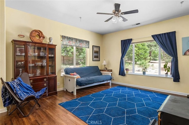 4930 Contentment Ln, Forest Ranch, CA 95942 - sitting room featuring wood finished floors, a ceiling fan, and baseboards