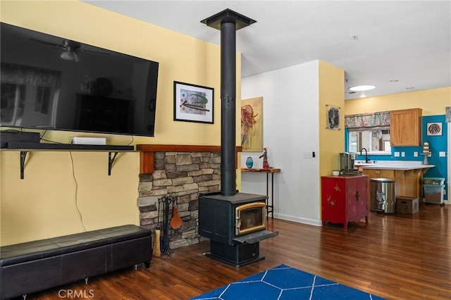 4930 Contentment Ln, Forest Ranch, CA 95942 - living room with wood finished floors and a wood stove
