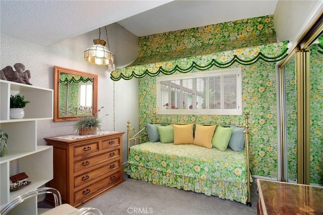 3935 Oakfield Dr, Sherman Oaks, CA 91423 - bedroom featuring wallpapered walls, multiple windows, and carpet floors