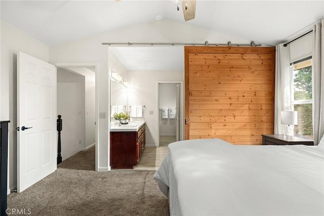 13 Noyo Ct, Chico, CA 95973 - bedroom featuring lofted ceiling, light carpet, and a sink