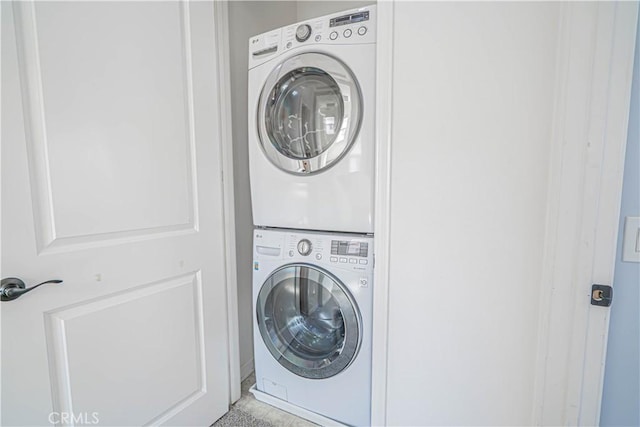 21836 Moveo Dr, Saugus, CA 91350 - washroom with stacked washer / dryer