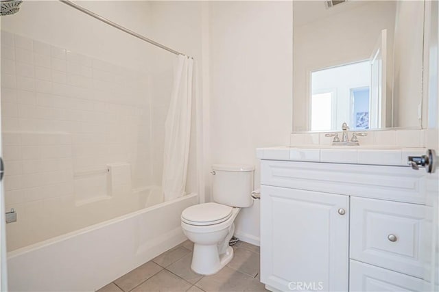 21836 Moveo Dr, Saugus, CA 91350 - bathroom with shower / bath combo, tile patterned flooring, and vanity