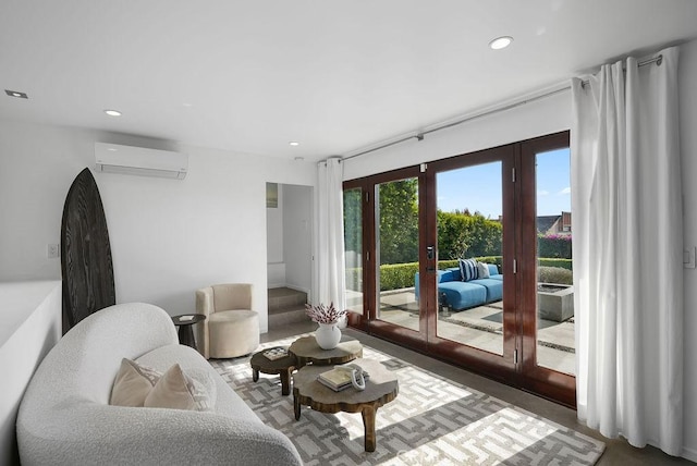 1119 Katella St, Laguna Beach, CA 92651 - living room with a wall mounted AC, french doors, and recessed lighting