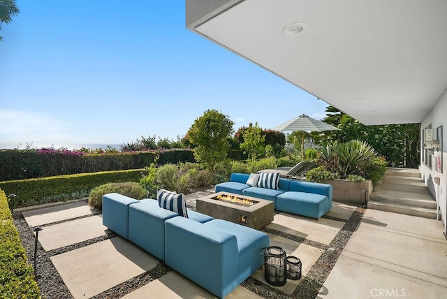 1119 Katella St, Laguna Beach, CA 92651 - view of patio / terrace with an outdoor living space with a fire pit